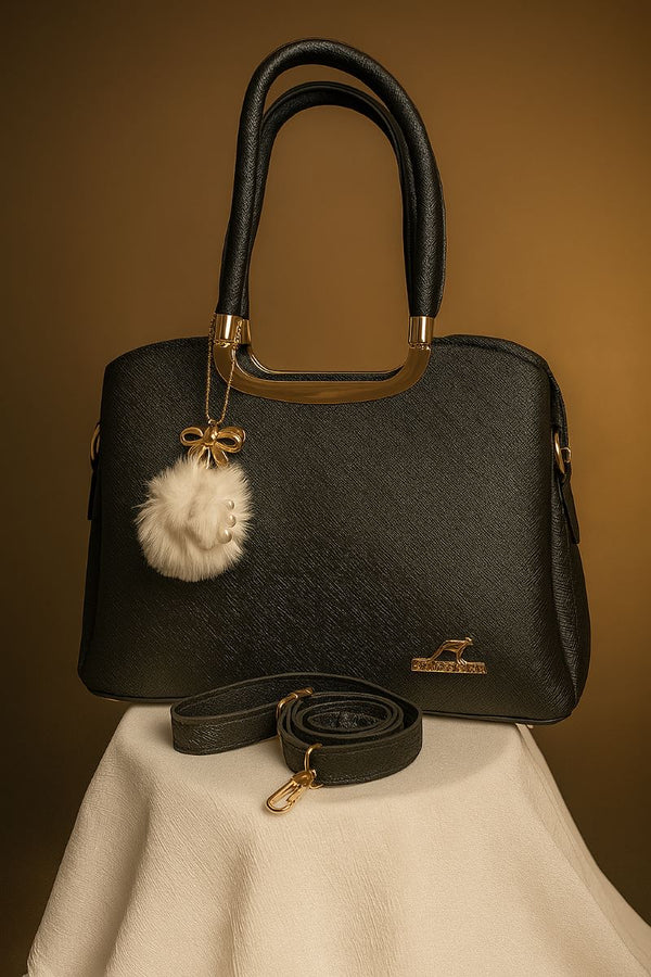 Elegant Textured Handbag with Premium Gold Detailing