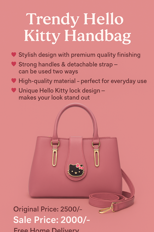Elegant Multi-Compartment Faux Leather Handbag with Stylish Hello Kitty Charm